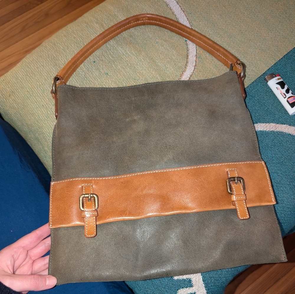 Nino BOSSI Olive and Tan Shoulder Bag